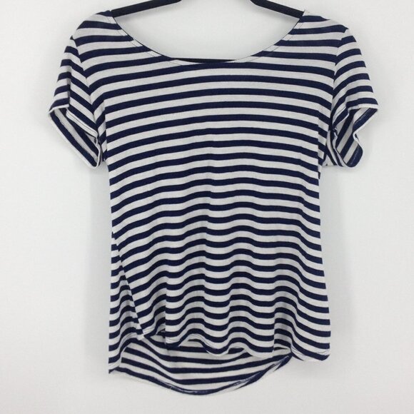 Perseption Striped Tee with Cross Back Detail - Picture 2 of 6